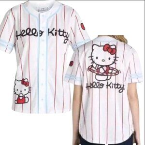 Hello Kitty Sanrio Baseball Jersey Size XXL Red Strip Beautiful Top